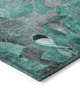 Addison Rugs Floral Teal Washable Indoor-Outdoor Rug