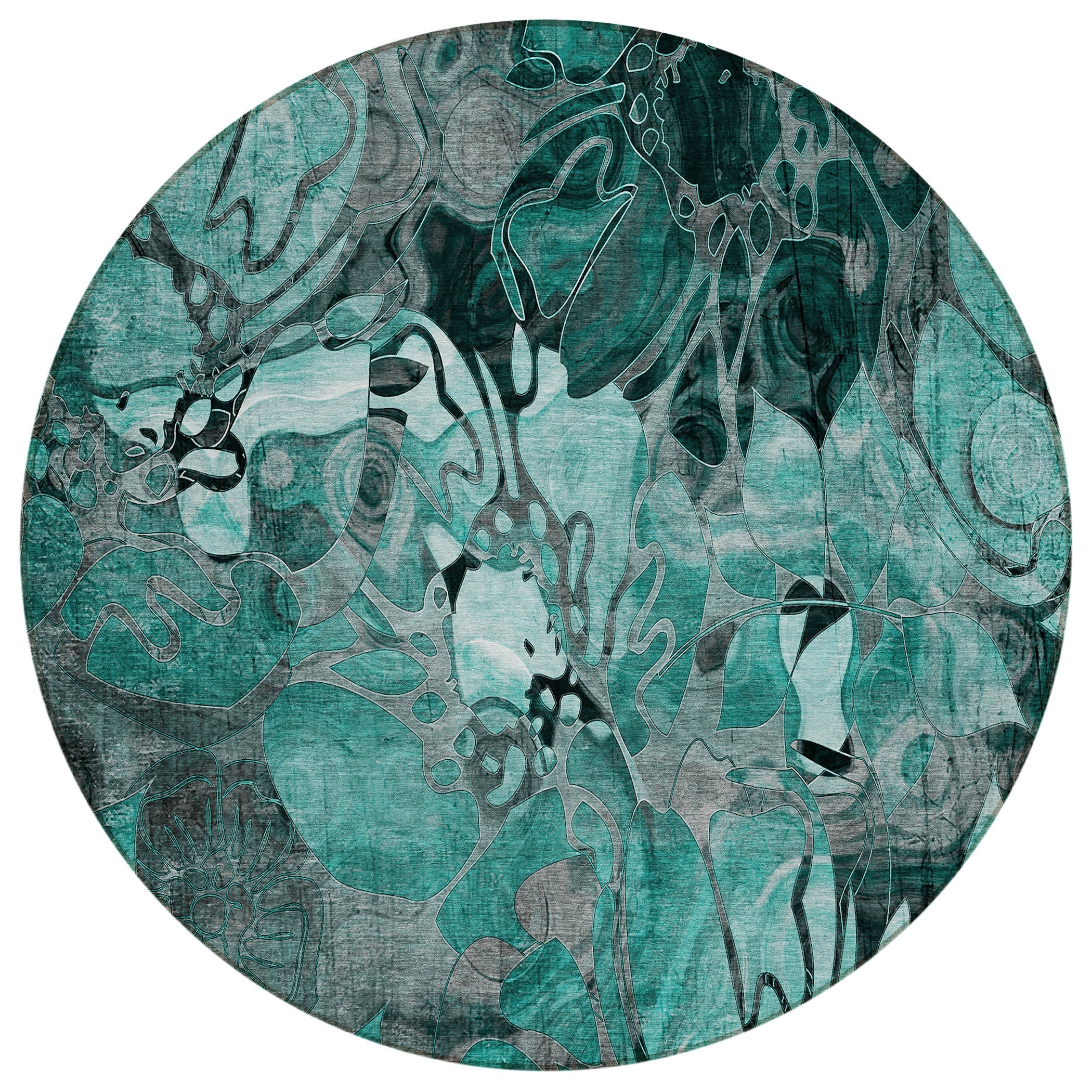 Addison Rugs Floral Teal Washable Indoor-Outdoor Rug