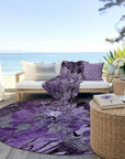 Addison Rugs Floral Purple Washable Indoor-Outdoor Rug with Matching Throw