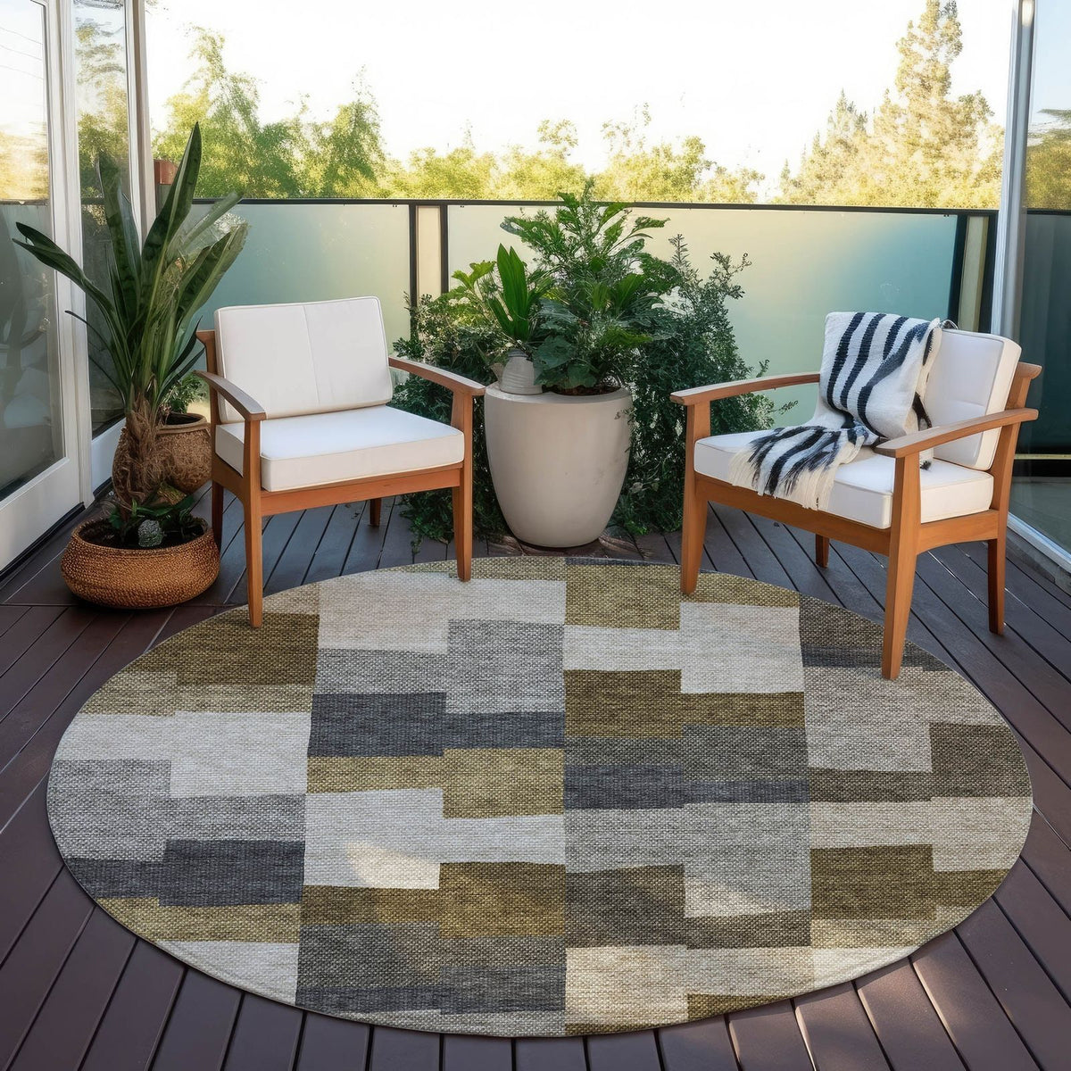 Addison Rugs Flowing Harmony Brown Washable Indoor-Outdoor Rug