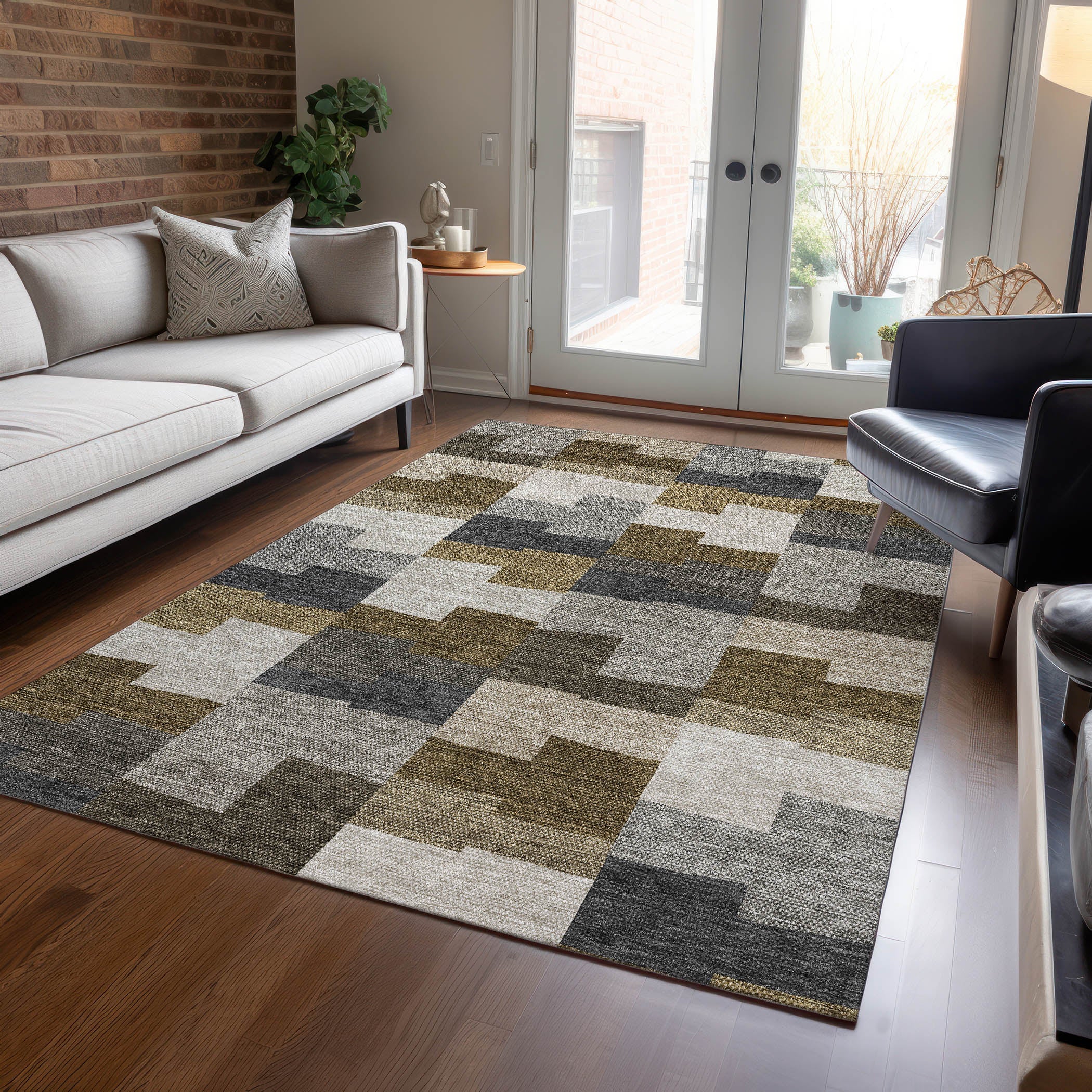 Addison Rugs Flowing Harmony Brown Washable Indoor-Outdoor Rug