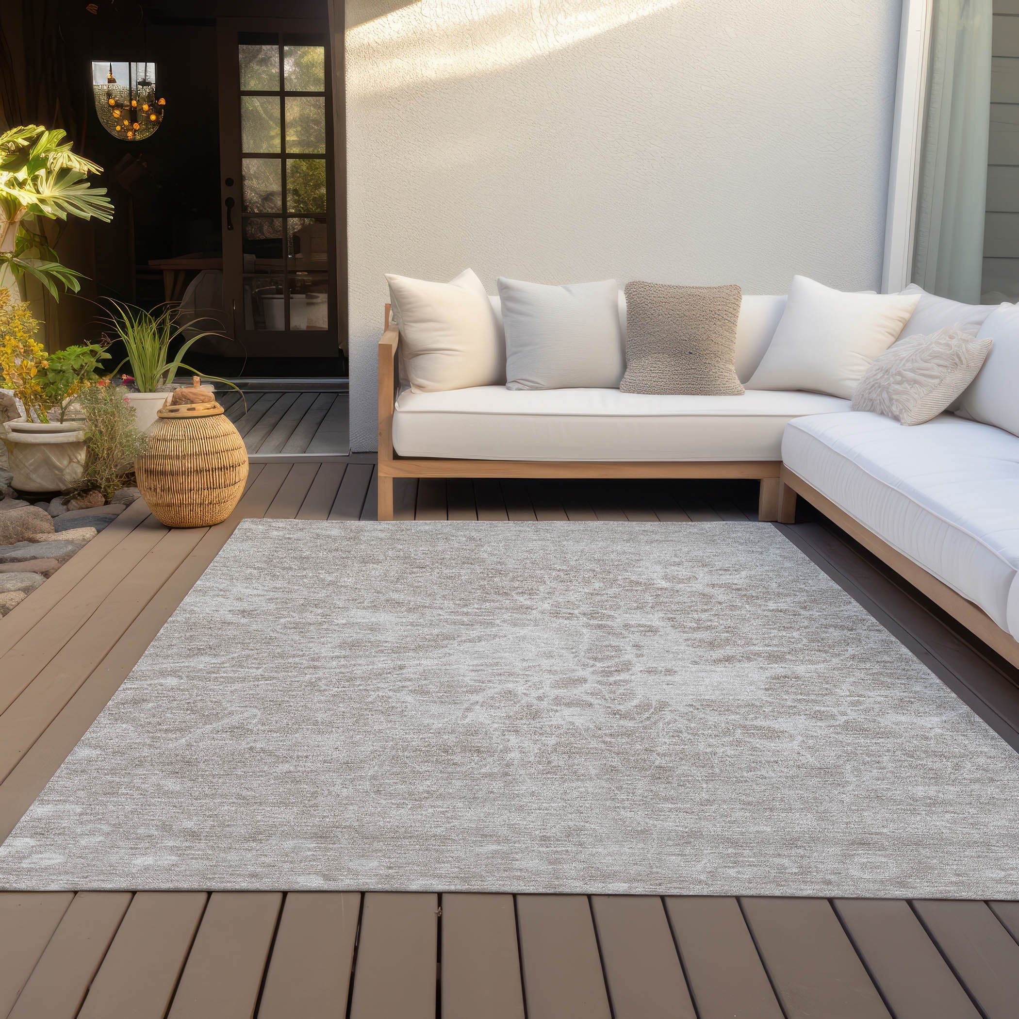 Addison Rugs Fluid Drift Taupe Washable Indoor-Outdoor Rug