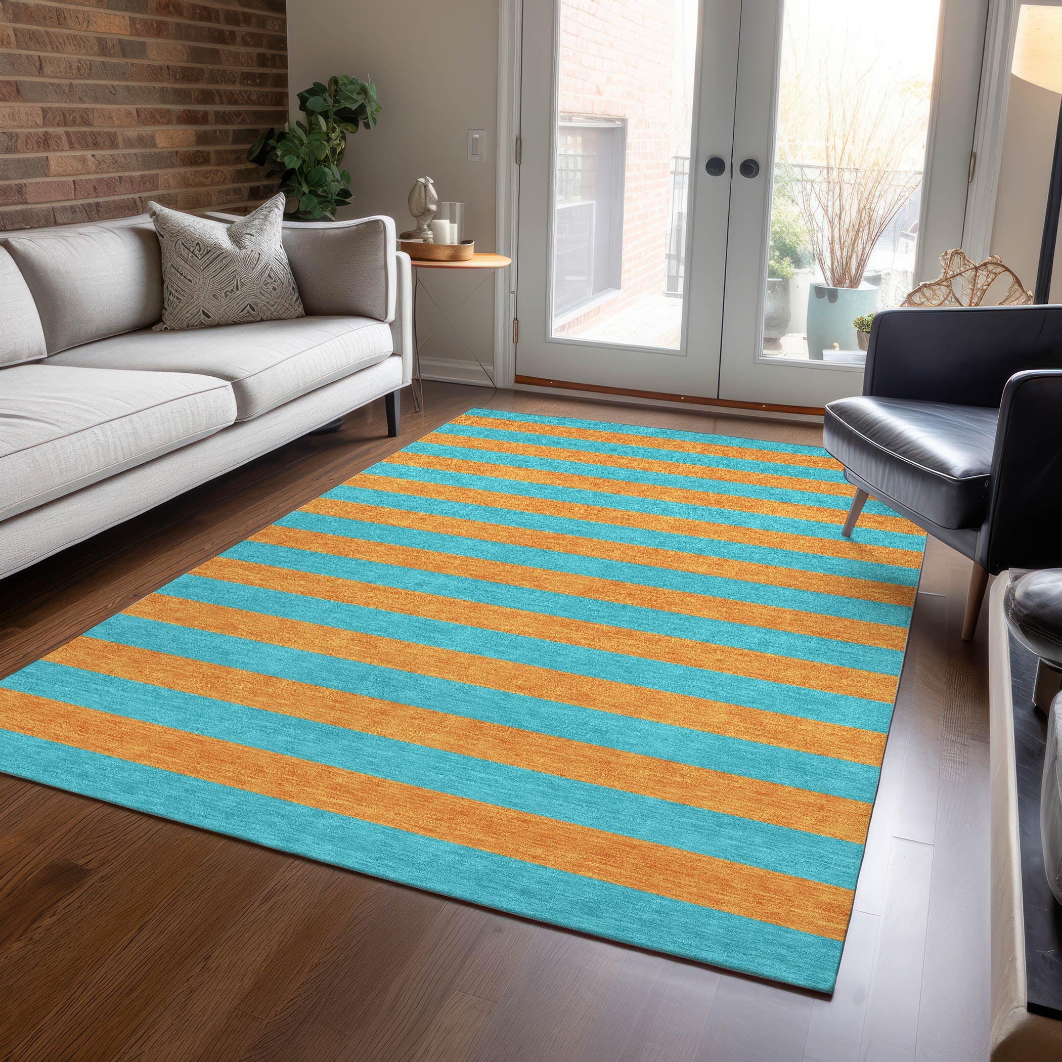 Addison Rugs Fluid Mirage Teal Washable Indoor-Outdoor Rug