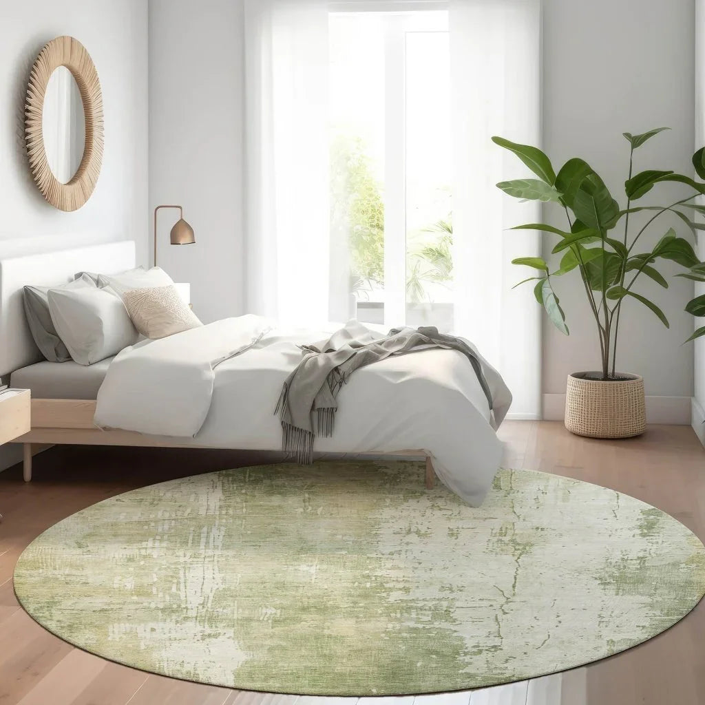 LOOMLAN Rugs Fyerra Green Washable Indoor-Outdoor Rug