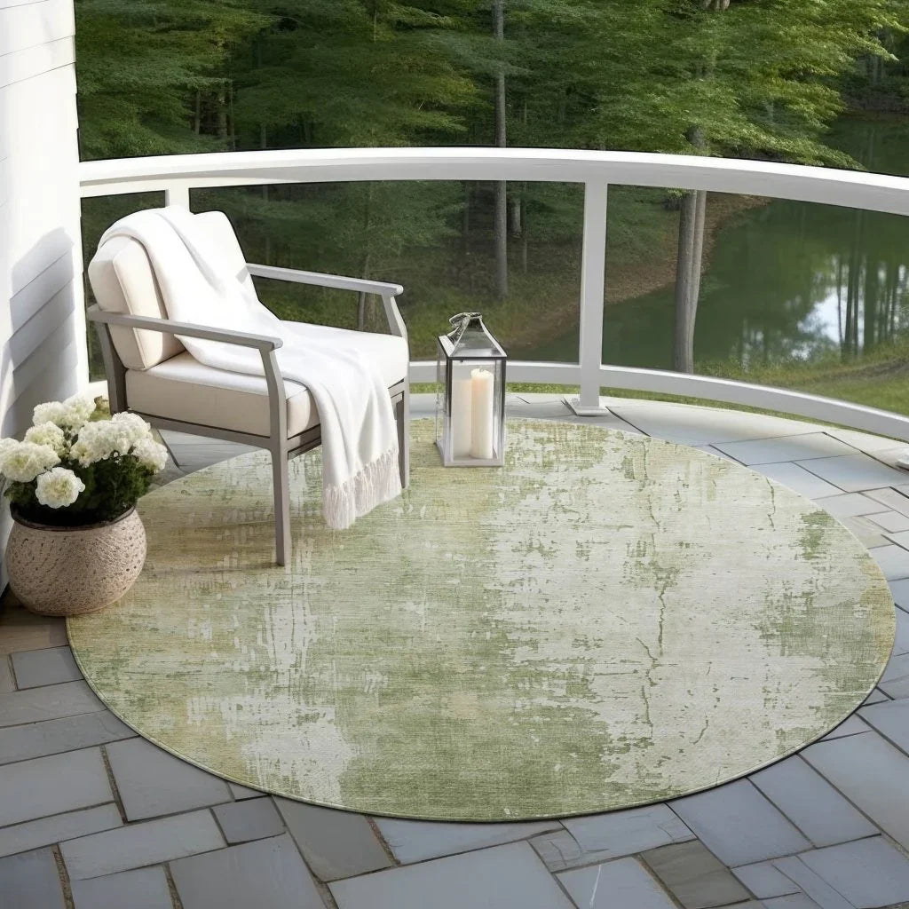 LOOMLAN Rugs Fyerra Green Washable Indoor-Outdoor Rug