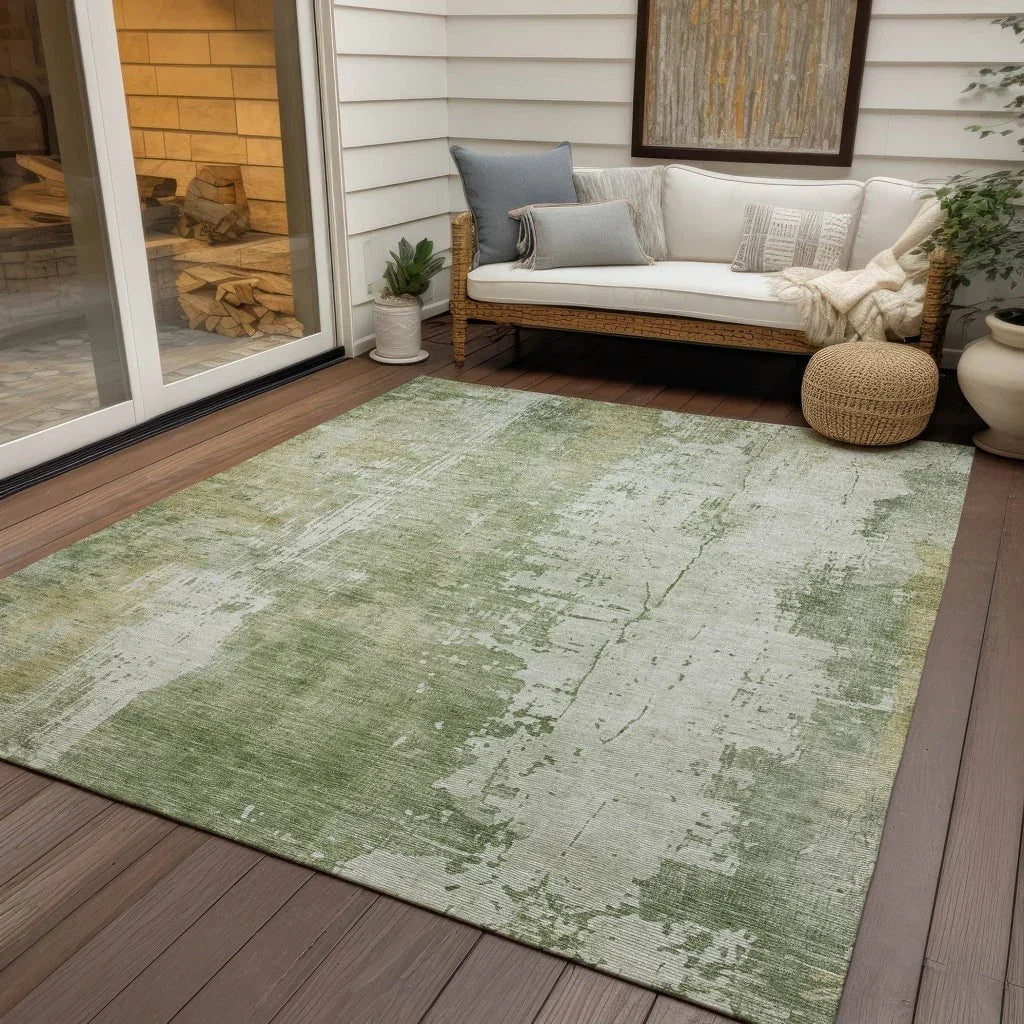 LOOMLAN Rugs Fyerra Green Washable Indoor-Outdoor Rug
