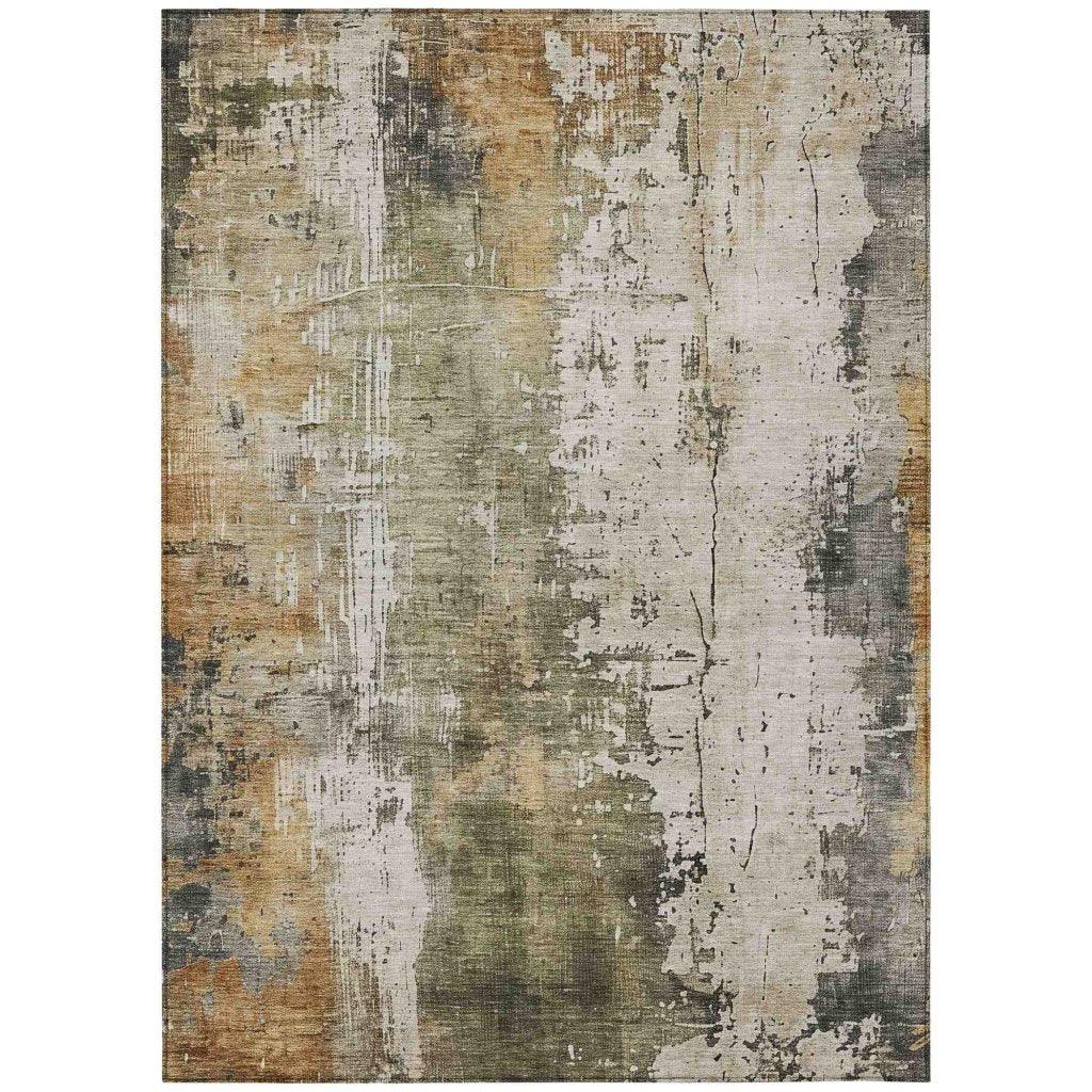 LOOMLAN Rugs Fyerra Olive Washable Indoor-Outdoor Rug