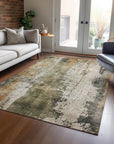LOOMLAN Rugs Fyerra Olive Washable Indoor-Outdoor Rug