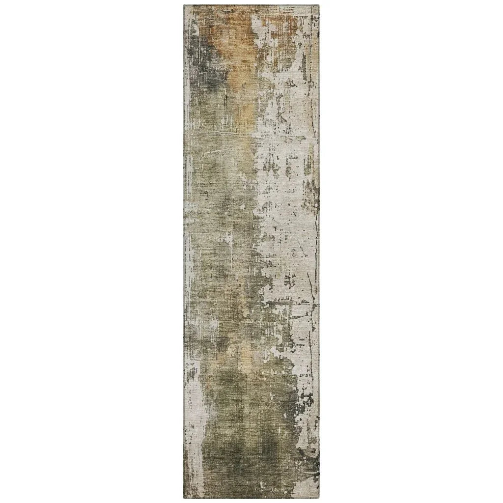 LOOMLAN Rugs Fyerra Olive Washable Indoor-Outdoor Rug