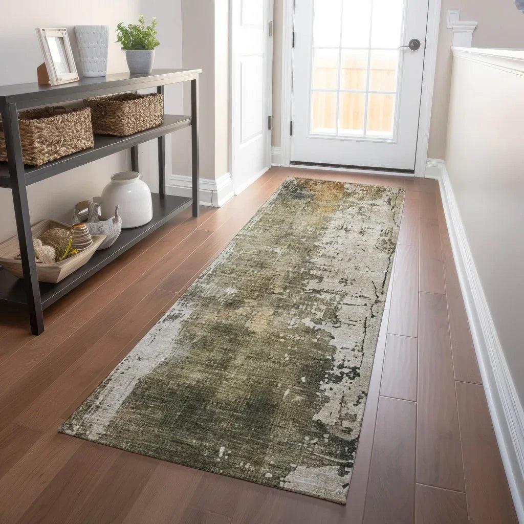 LOOMLAN Rugs Fyerra Olive Washable Indoor-Outdoor Rug