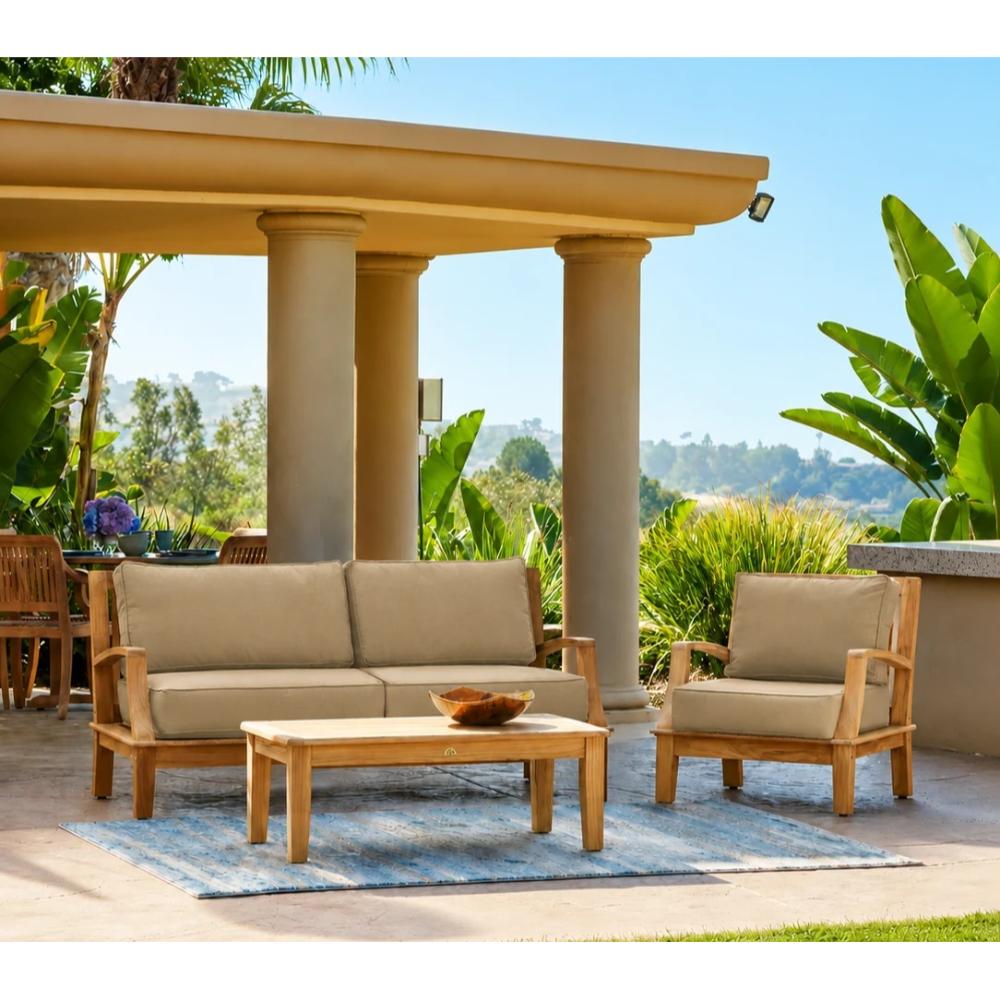 Grande Teak Deep Outdoor Couch Sunbrella Cushion - Fade Resistant - view 27