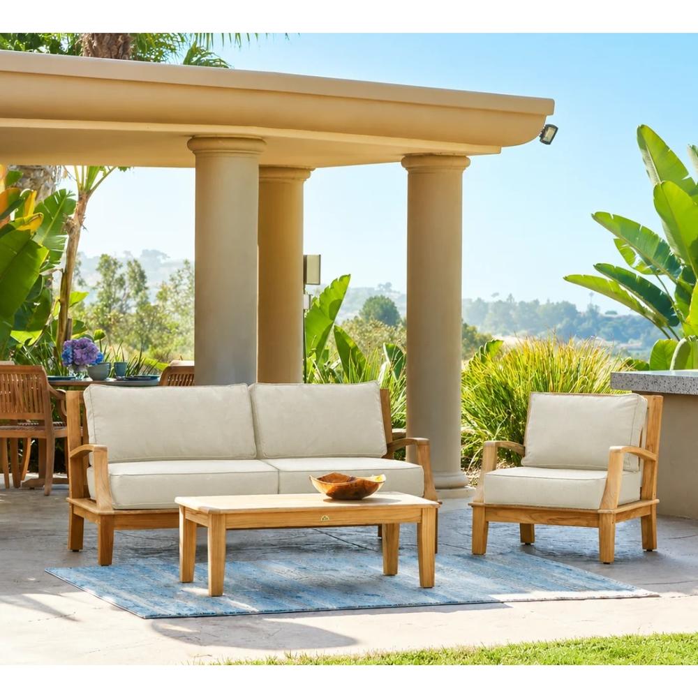 Grande Teak Deep Outdoor Couch Sunbrella Cushion - Fade Resistant - view 2