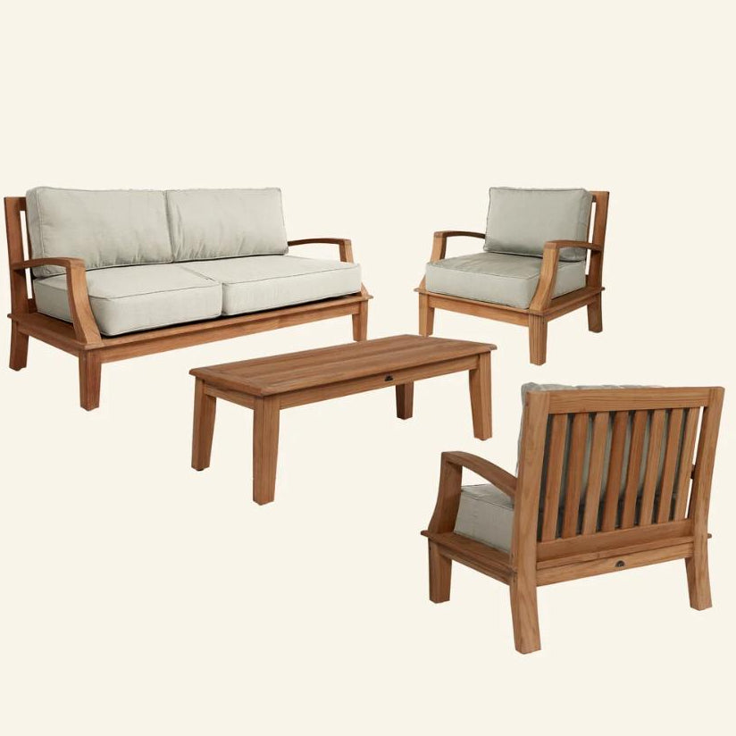 Grande Teak Deep Outdoor Couch Sunbrella Cushion - Fade Resistant - view 3