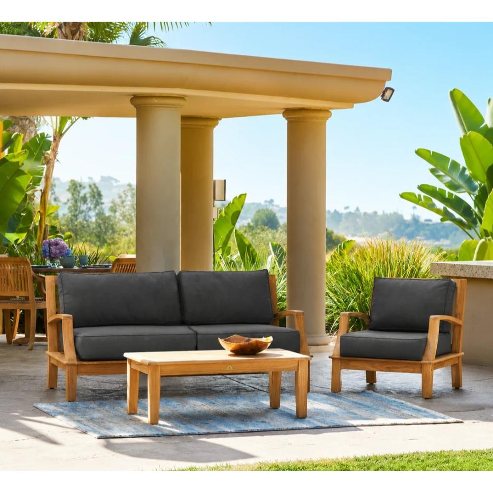 Grande Teak Deep Outdoor Couch Sunbrella Cushion - Fade Resistant - view 17