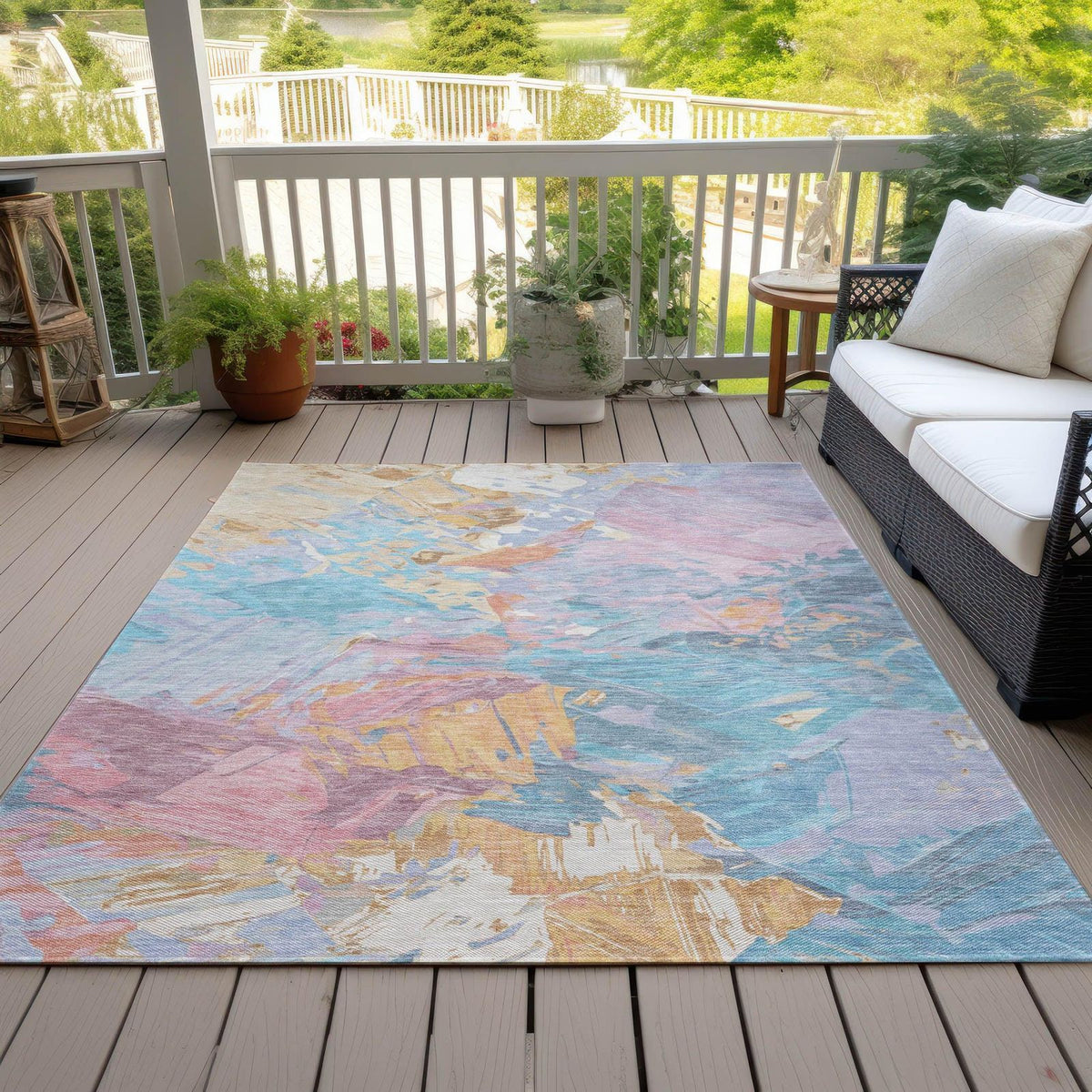 Addison Rugs Galain Teal Washable Indoor-Outdoor Rug