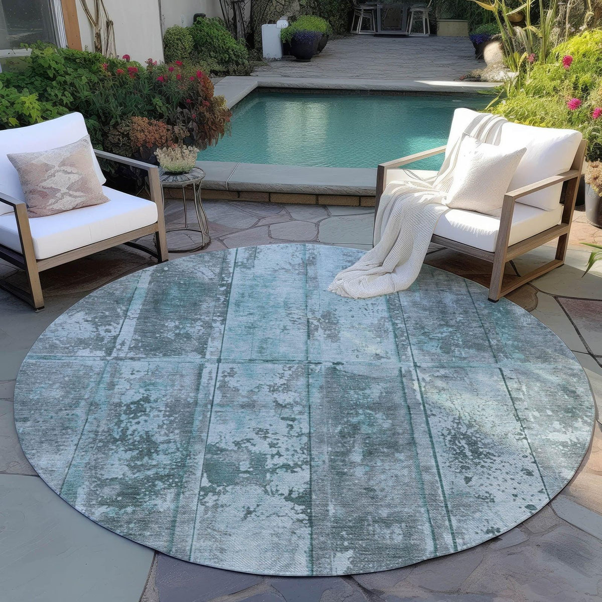 Addison Rugs Galara Teal Washable Indoor-Outdoor Rug