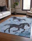 Galas Blue Washable Indoor-Outdoor Rug
