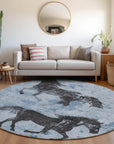 Galas Blue Washable Indoor-Outdoor Rug