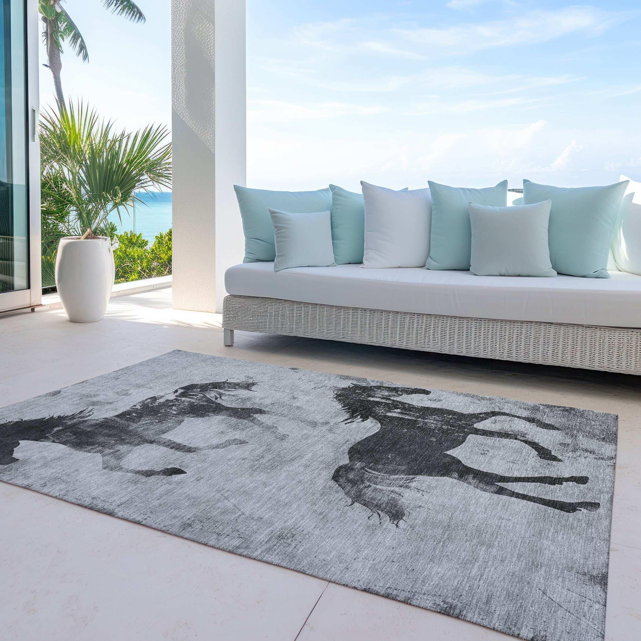 Addison Rugs Galas Gray Washable Indoor-Outdoor Rug