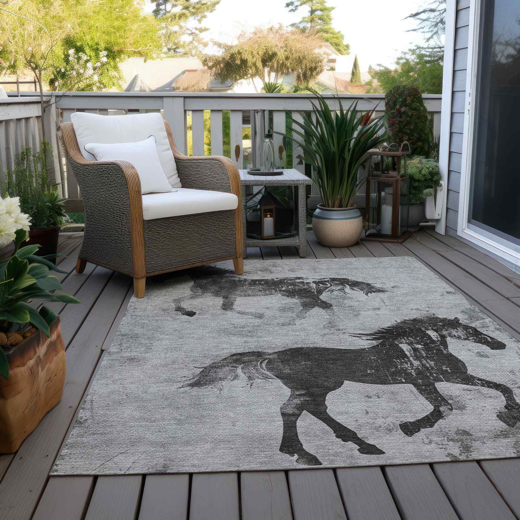 Addison Rugs Galas Gray Washable Indoor-Outdoor Rug