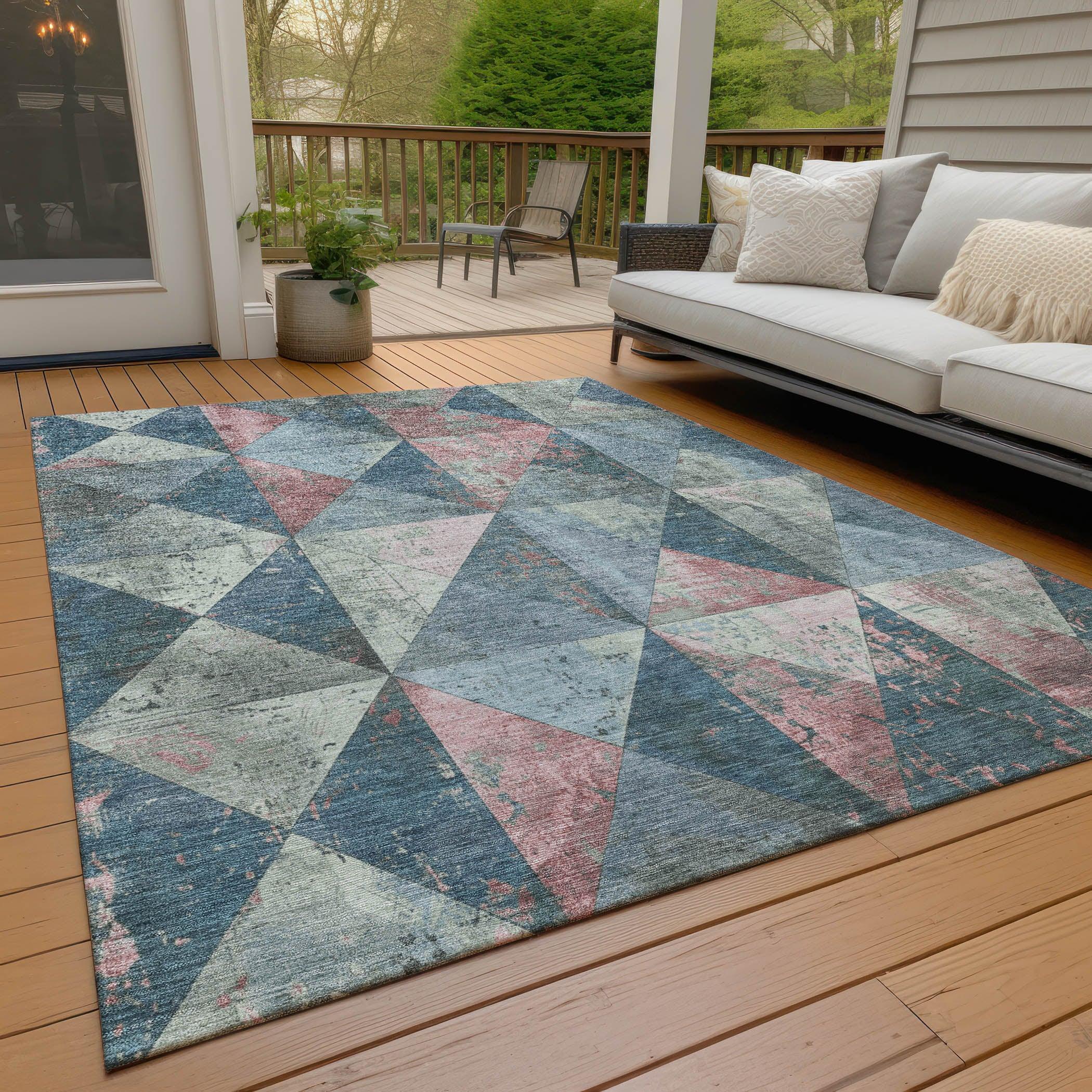 Addison Rugs Galon Blue Washable Indoor-Outdoor Rug