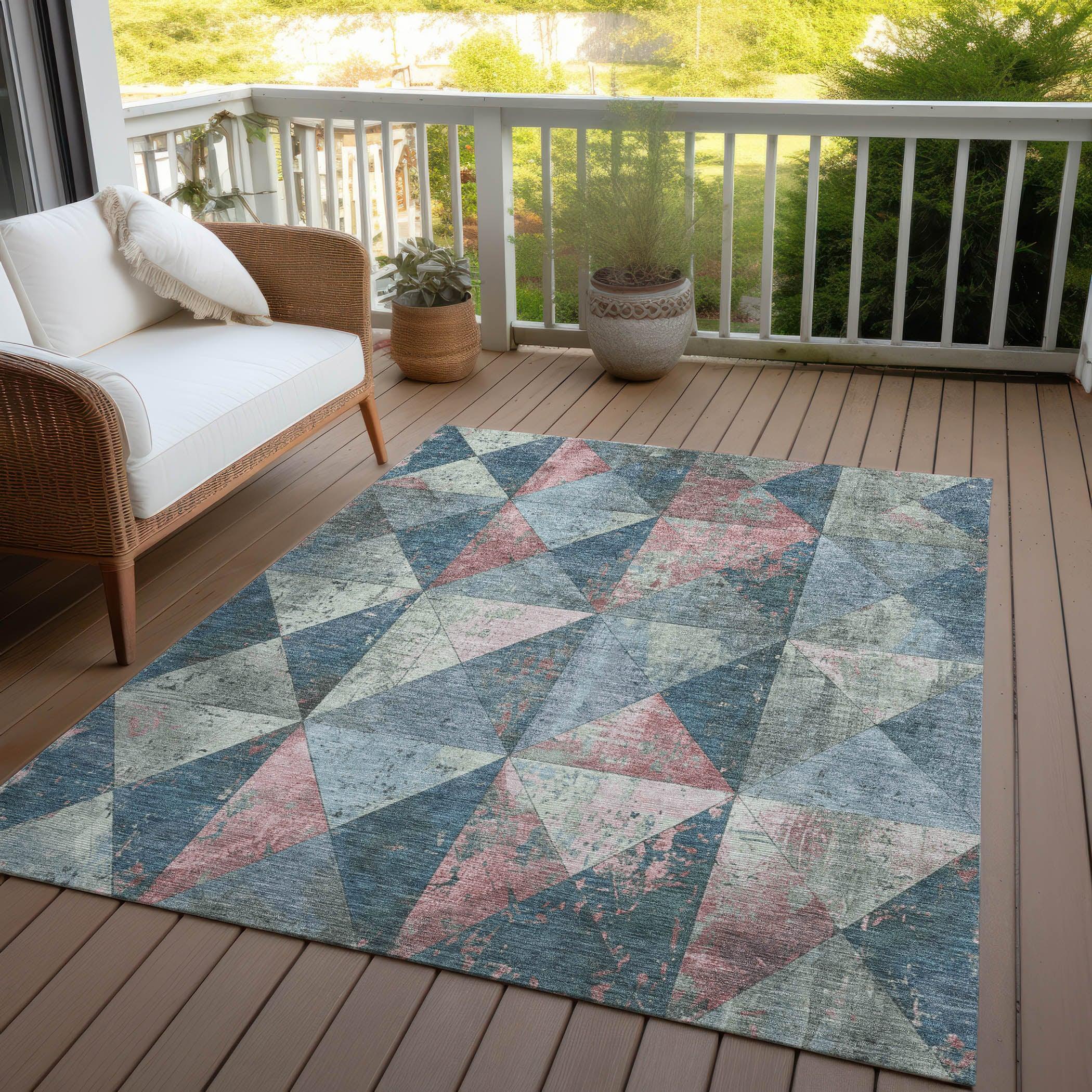 Addison Rugs Galon Blue Washable Indoor-Outdoor Rug