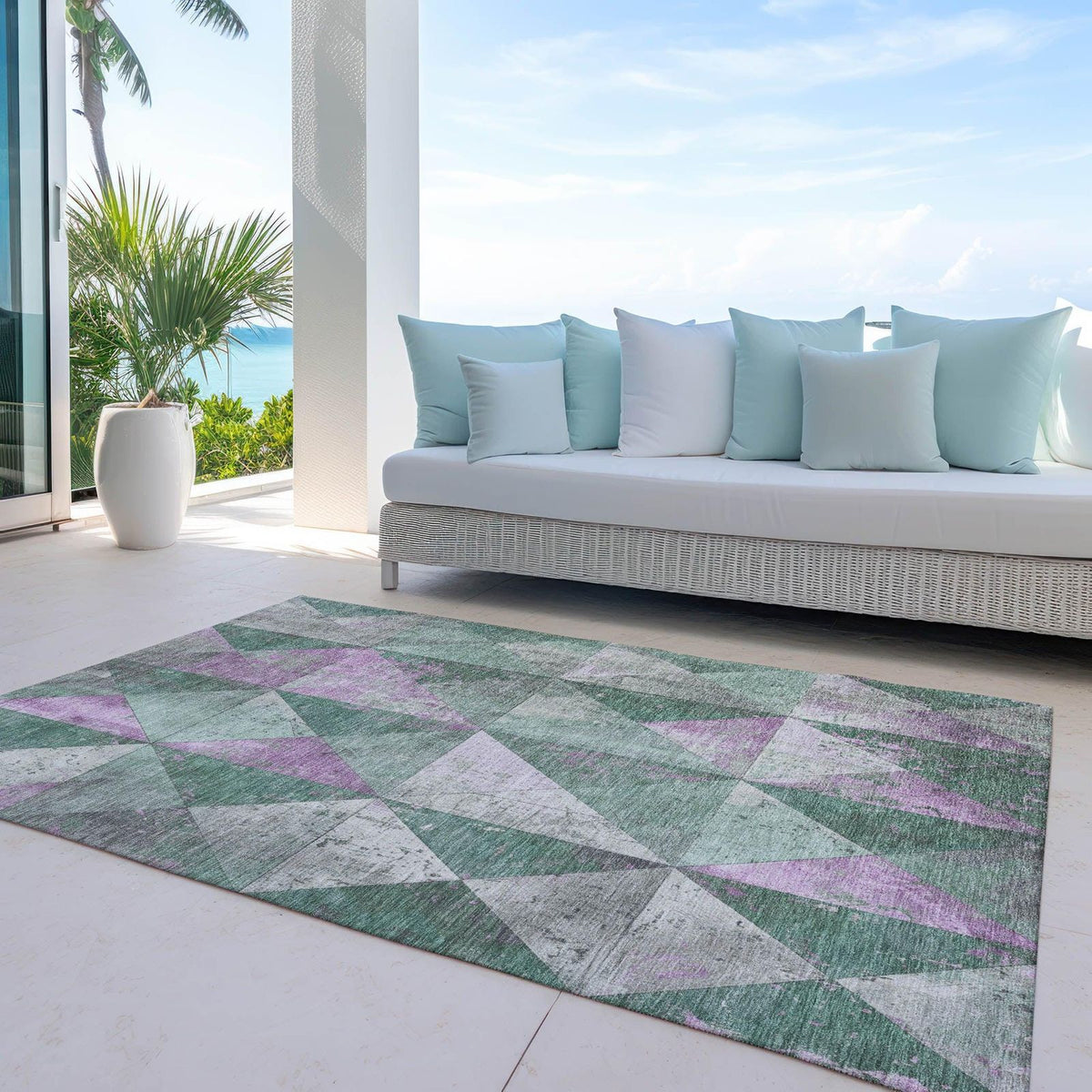 Addison Rugs Galon Green Washable Indoor-Outdoor Rug