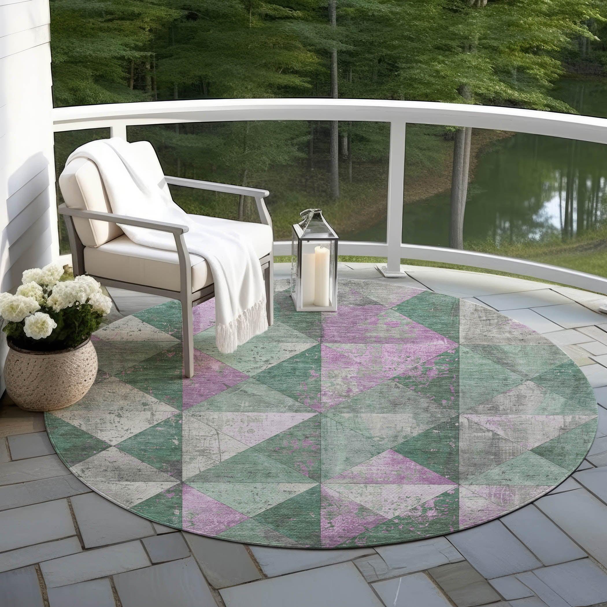 Addison Rugs Galon Green Washable Indoor-Outdoor Rug