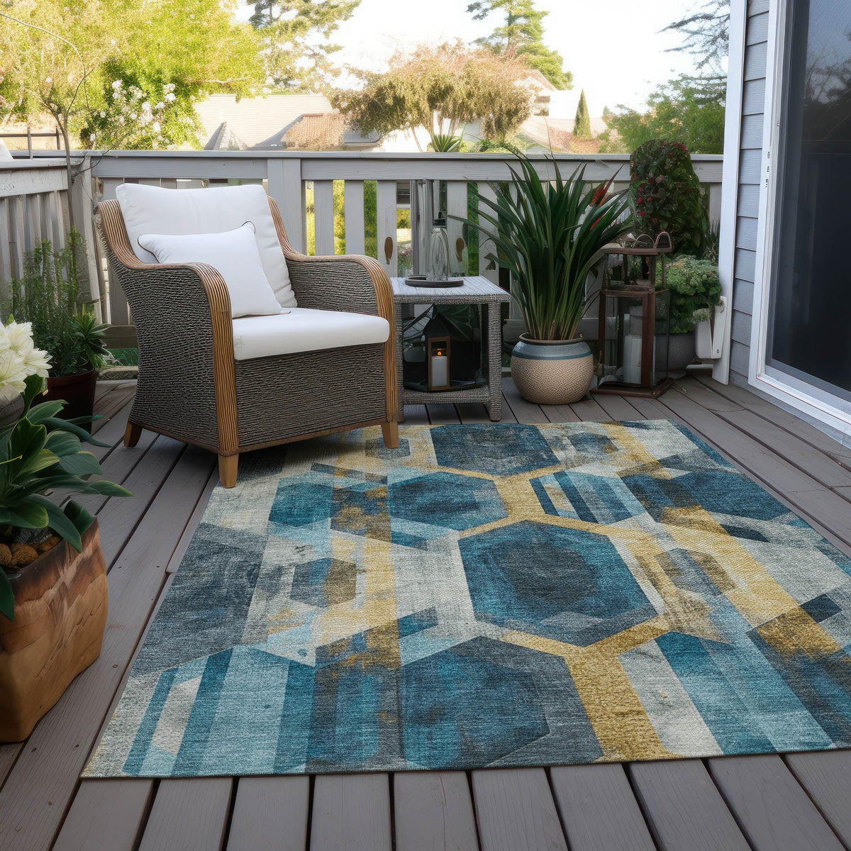 Addison Rugs Galor Teal Washable Indoor-Outdoor Rug
