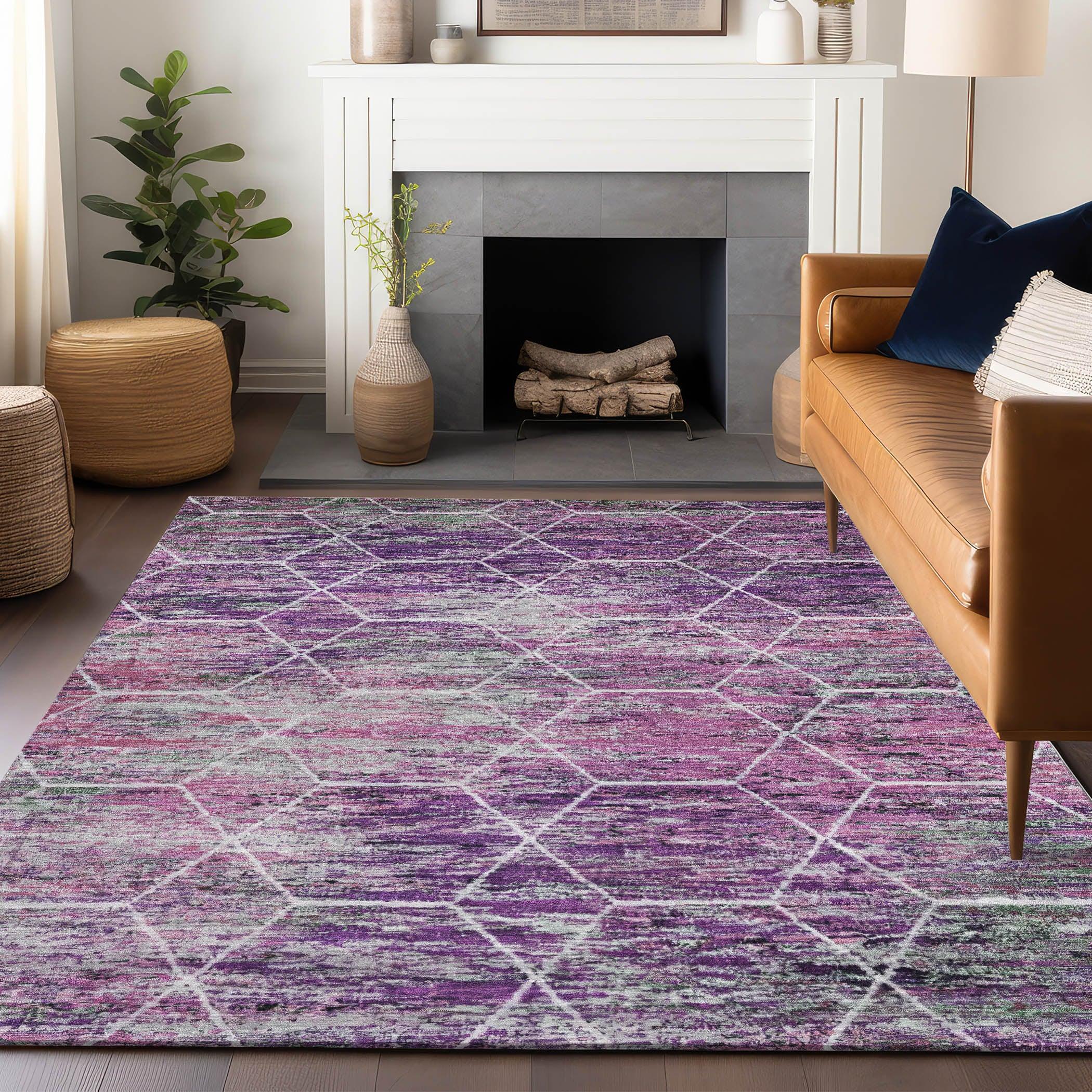 Addison Rugs Galyn Purple Washable Indoor-Outdoor Rug