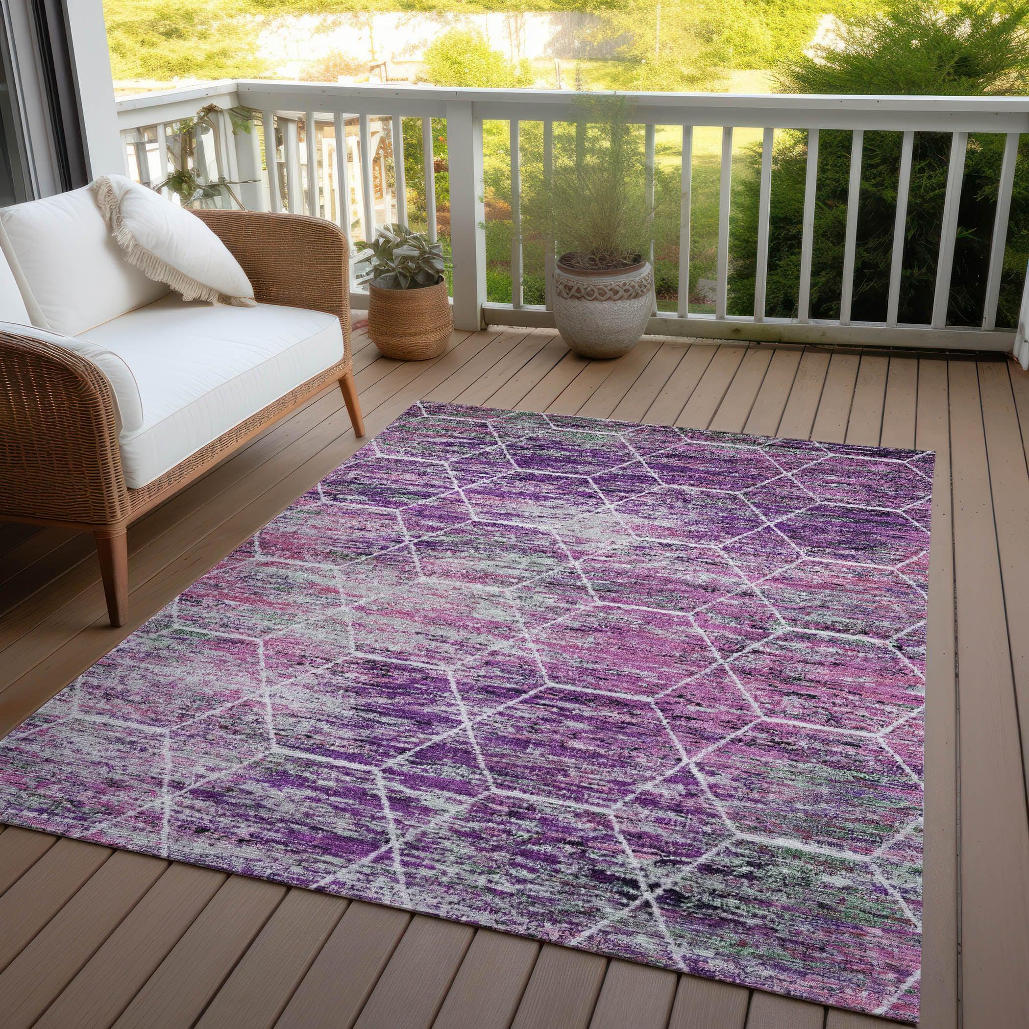 Addison Rugs Galyn Purple Washable Indoor-Outdoor Rug