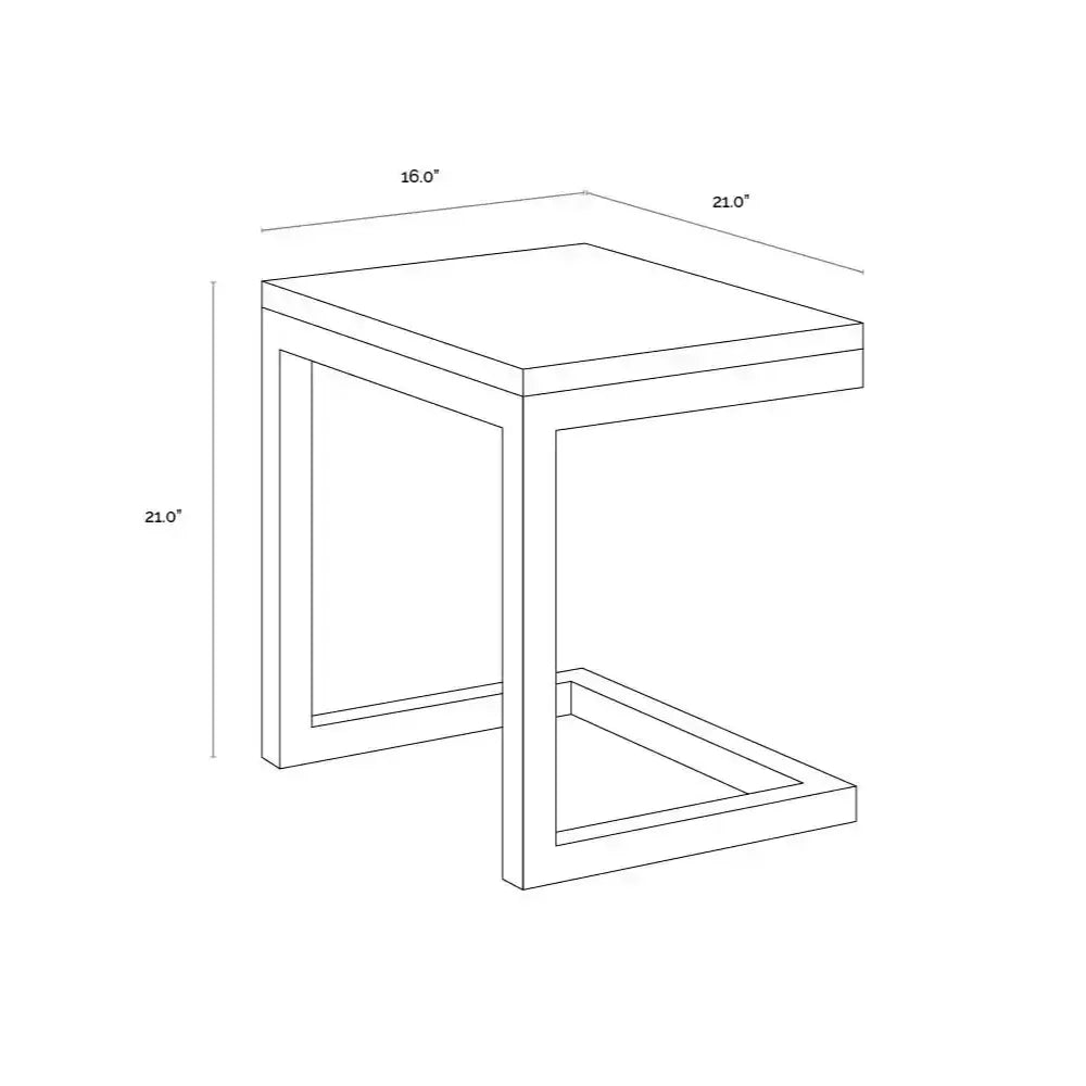 Geneve Aluminum Based Wooden Outdoor C-Shaped End Table