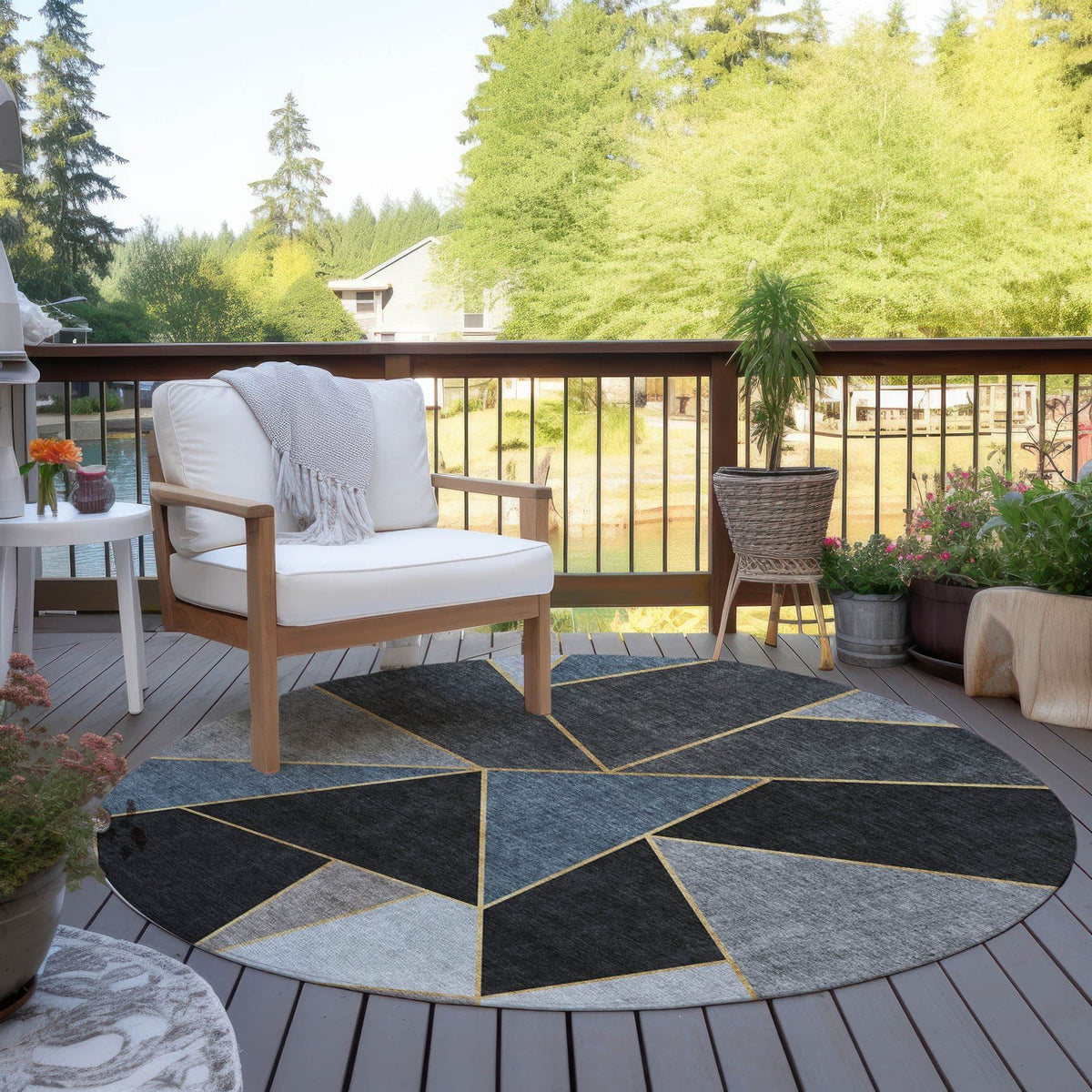 Addison Rugs Gentle Waves Blue Washable Indoor-Outdoor Rug