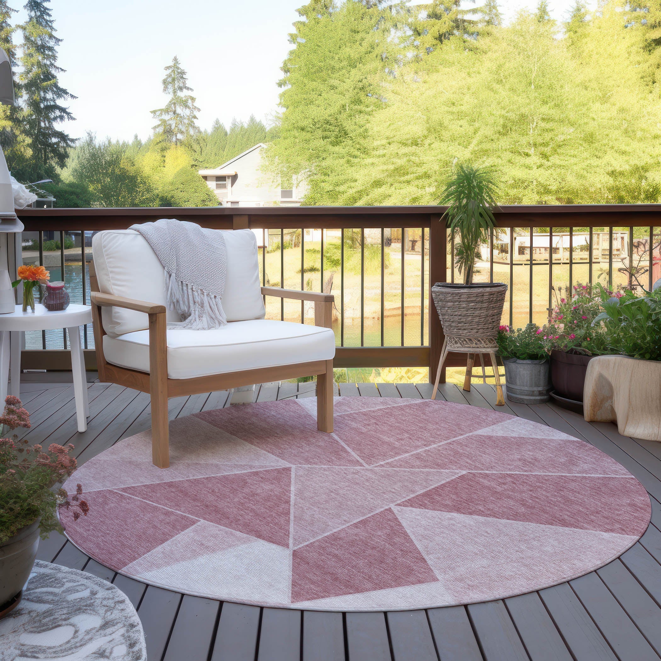 Addison Rugs Gentle Waves Pink Washable Indoor-Outdoor Rug