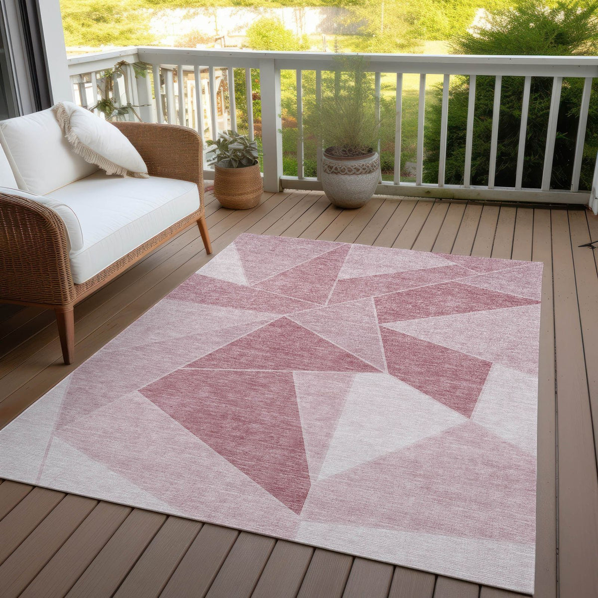 Addison Rugs Gentle Waves Pink Washable Indoor-Outdoor Rug