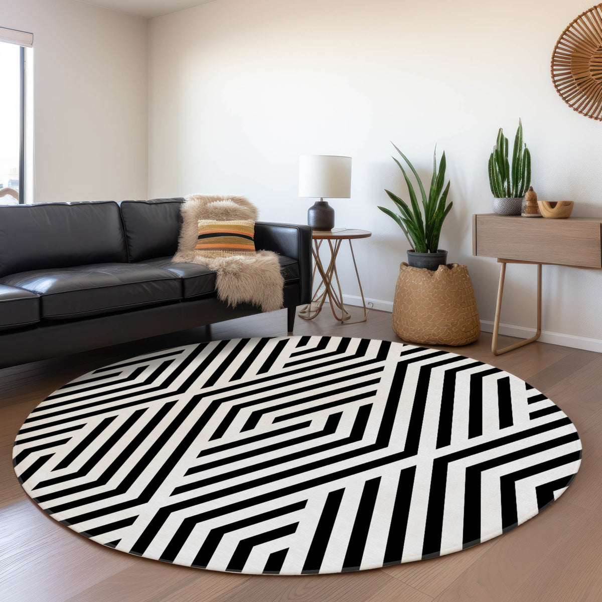 Addison Rugs Geometric Black Washable Indoor-Outdoor Rug