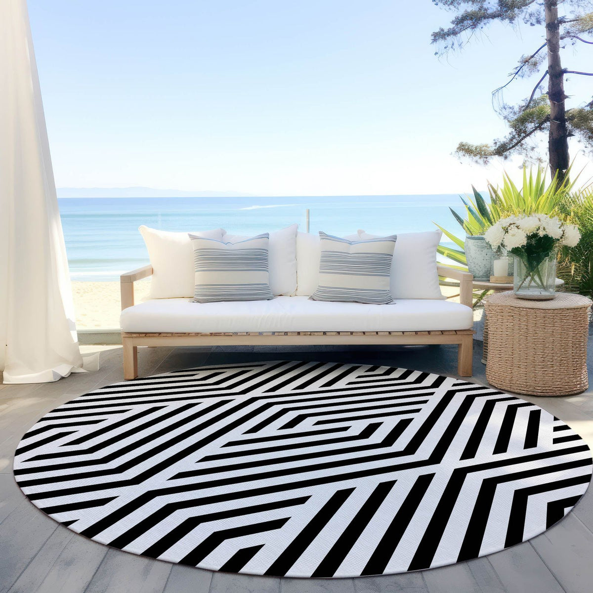 Addison Rugs Geometric Black Washable Indoor-Outdoor Rug