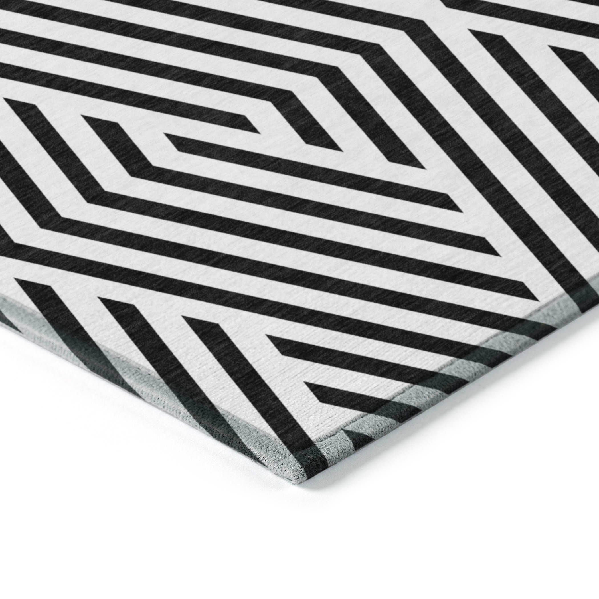 Addison Rugs Geometric Black Washable Indoor-Outdoor Rug