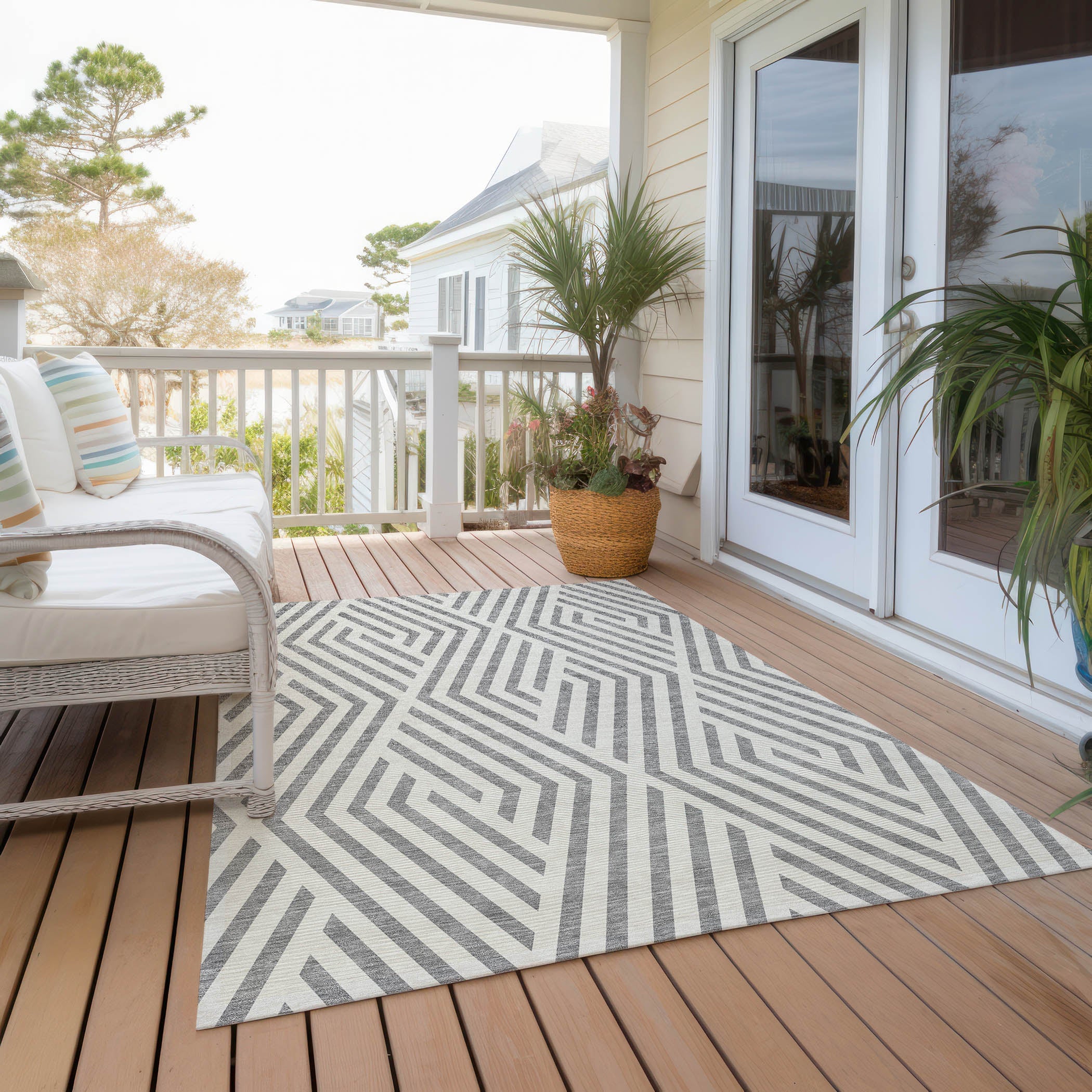 Addison Rugs Geometric Grey Washable Indoor-Outdoor Rug