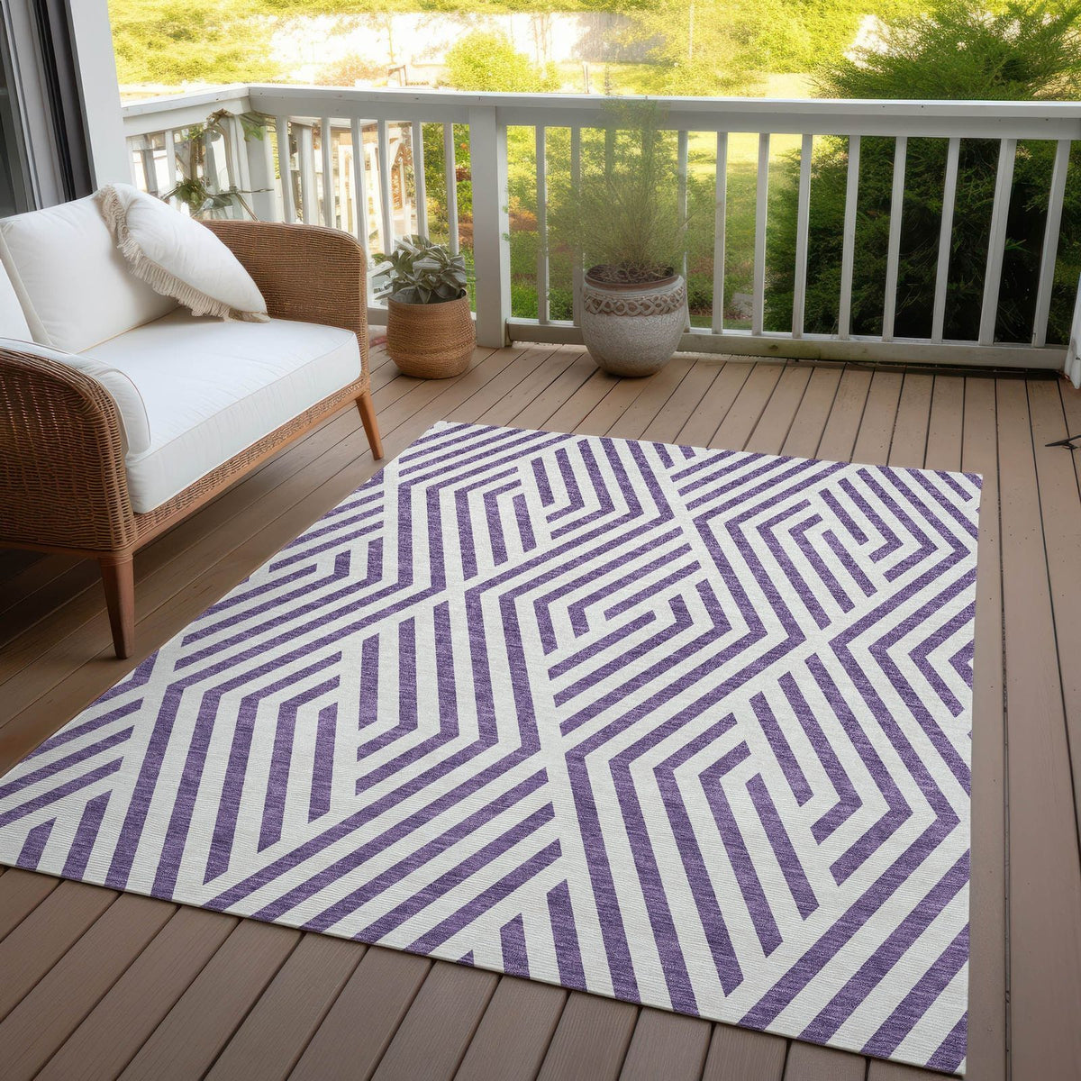 Addison Rugs Geometric Purple Washable Indoor-Outdoor Rug
