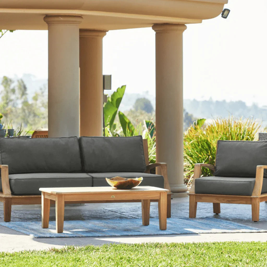HiTeak Grande Teak Patio Deep Sofa Set with Sunbrella 4PC