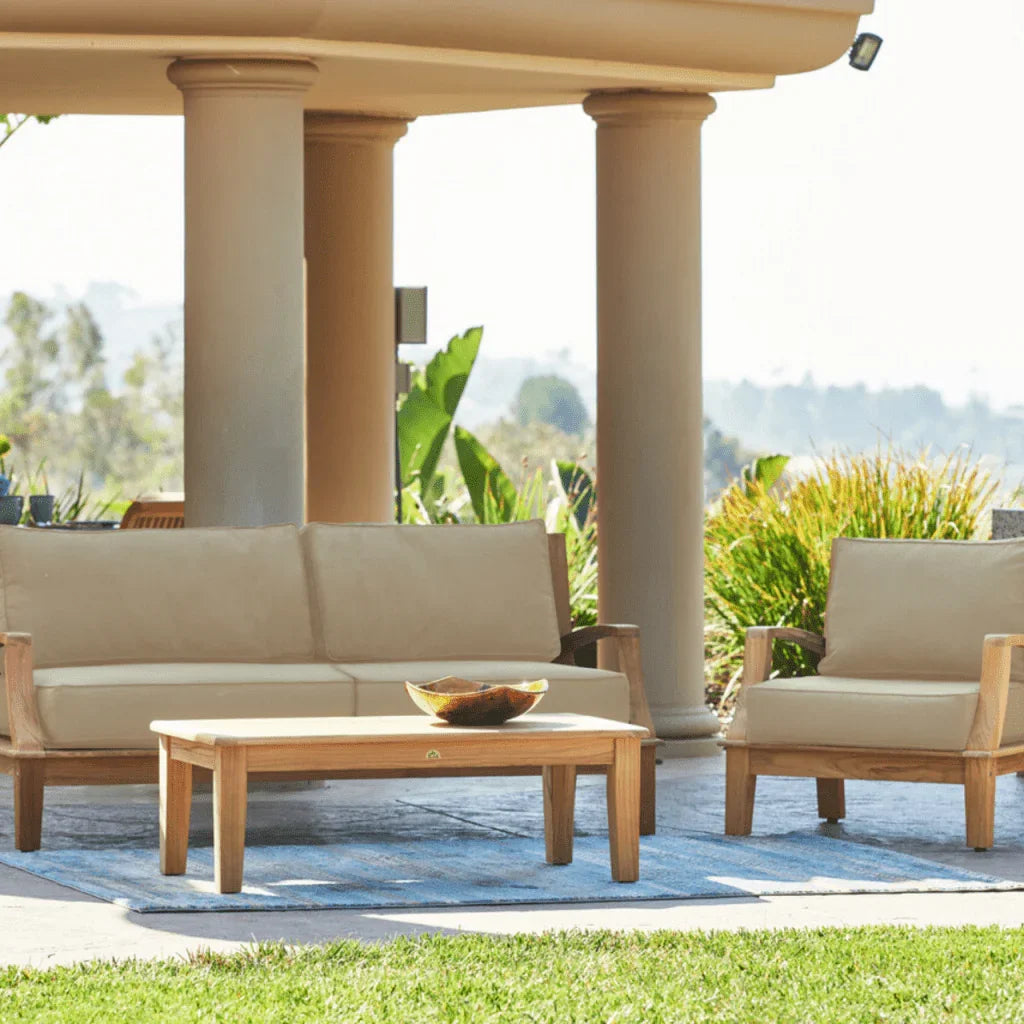 HiTeak Grande Teak Patio Deep Sofa Set with Sunbrella 4PC