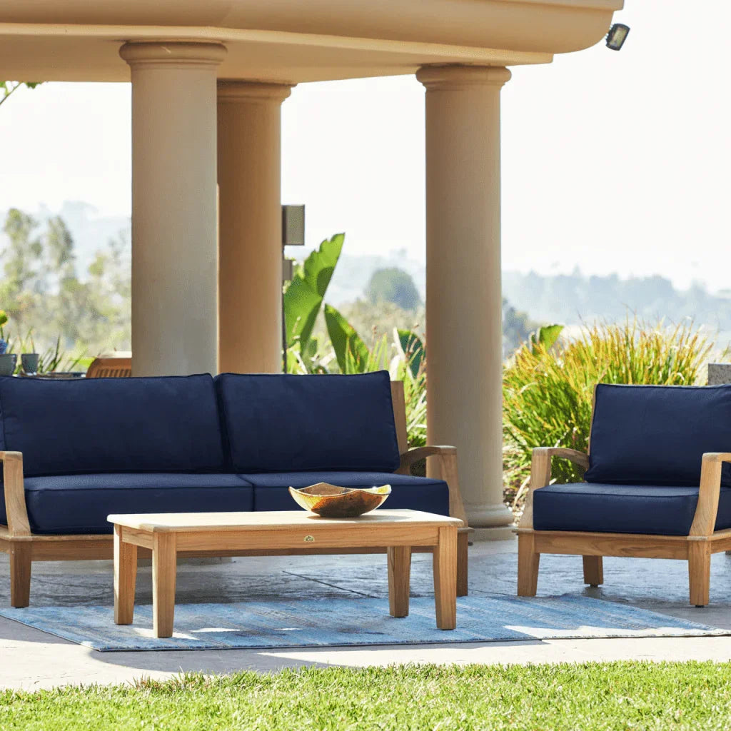 HiTeak Grande Teak Patio Deep Sofa Set with Sunbrella 4PC