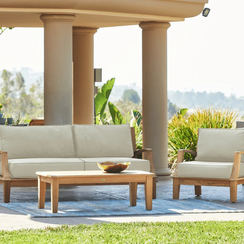 HiTeak Grande Teak Patio Deep Sofa Set with Sunbrella 4PC