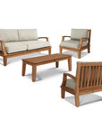 HiTeak Grande Teak Patio Deep Sofa Set with Sunbrella 4PC