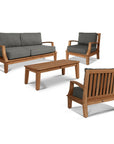 HiTeak Grande Teak Patio Deep Sofa Set with Sunbrella 4PC