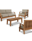 HiTeak Grande Teak Patio Deep Sofa Set with Sunbrella 4PC