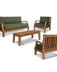 HiTeak Grande Teak Patio Deep Sofa Set with Sunbrella 4PC