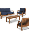 HiTeak Grande Teak Patio Deep Sofa Set with Sunbrella 4PC