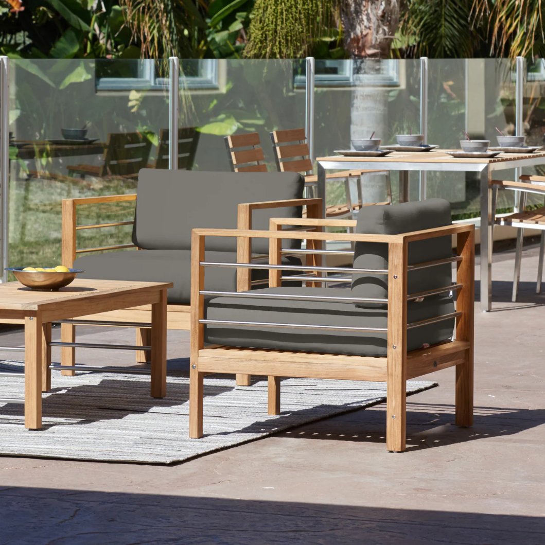 HiTeak SoHo Teak Outdoor Club Chair Sunbrella Cushion